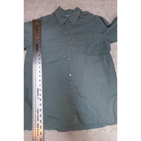 SO Blue Sigrid Olsen Women's Button Down Long Sleeve Linen Shirt Small Pocket - Picture 8 of 8